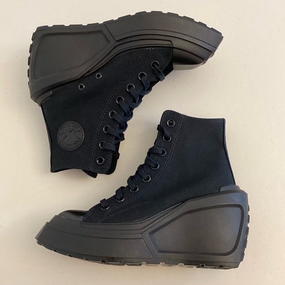 Converse 6 NWOT Chuck Taylor 70 De Luxe Wedge Hi Women’s Black Sneakers Shoes - Picture 13 of 16